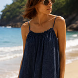 Robe gaze de coton bleu foncé