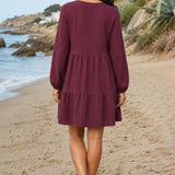 Robe gaze de coton courte bordeaux