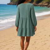 Robe gaze de coton courte verte