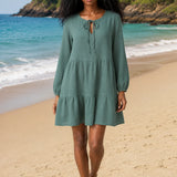 Robe gaze de coton courte verte