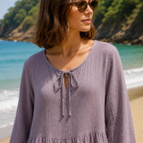 Robe gaze de coton courte violette