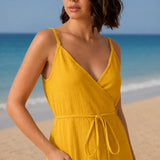 Robe gaze de coton jaune