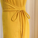 Robe gaze de coton jaune noeud