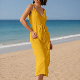 Robe gaze de coton jaune