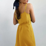 Robe gaze de coton jaune femme