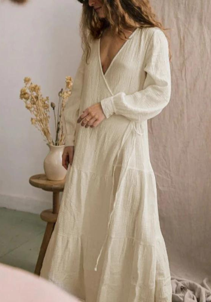 Robe gaze de coton manche longue