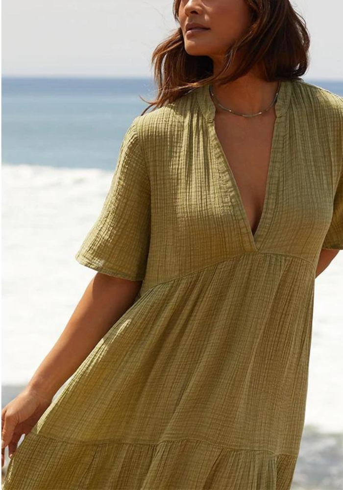 Robe gaze de coton manches courtes