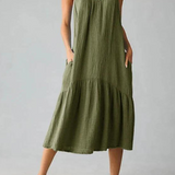 Robe gaze de coton verte olive femme