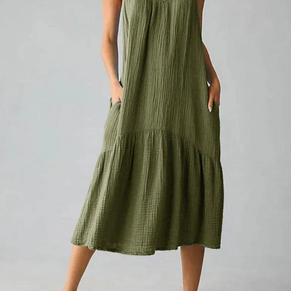 Robe gaze de coton verte olive femme