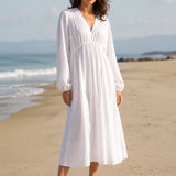 Robe longue blanche gaze de coton