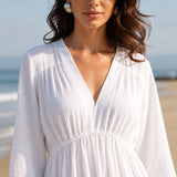 Robe longue blanche gaze de coton