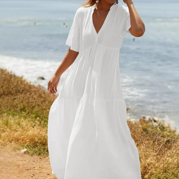 Robe longue blanche gaze de coton