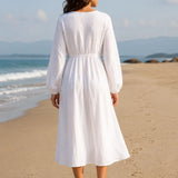 Robe longue blanche gaze de coton