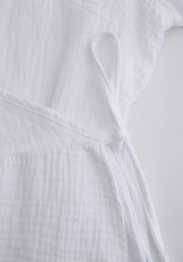 Robe midi blanche gaze de coton