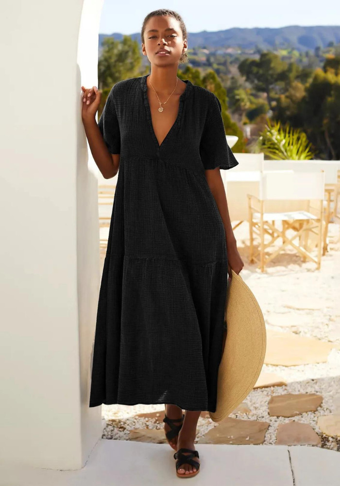 Robe noire gaze de coton