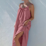 robe longue en gaze de coton rose
