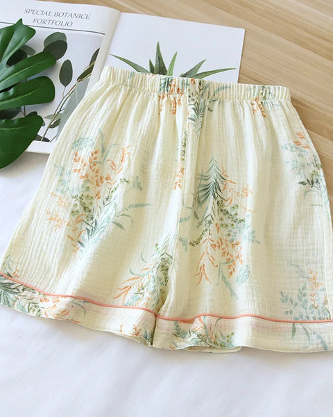 short en gaze de coton à motif floral